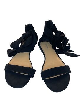 Express Ankle Wrap Flats Black Faux Suede Women’s Size 8